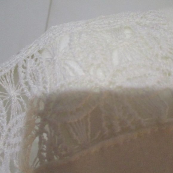 White Lace Shoulder/Sleeve T Shirt - Picture 3 of 7